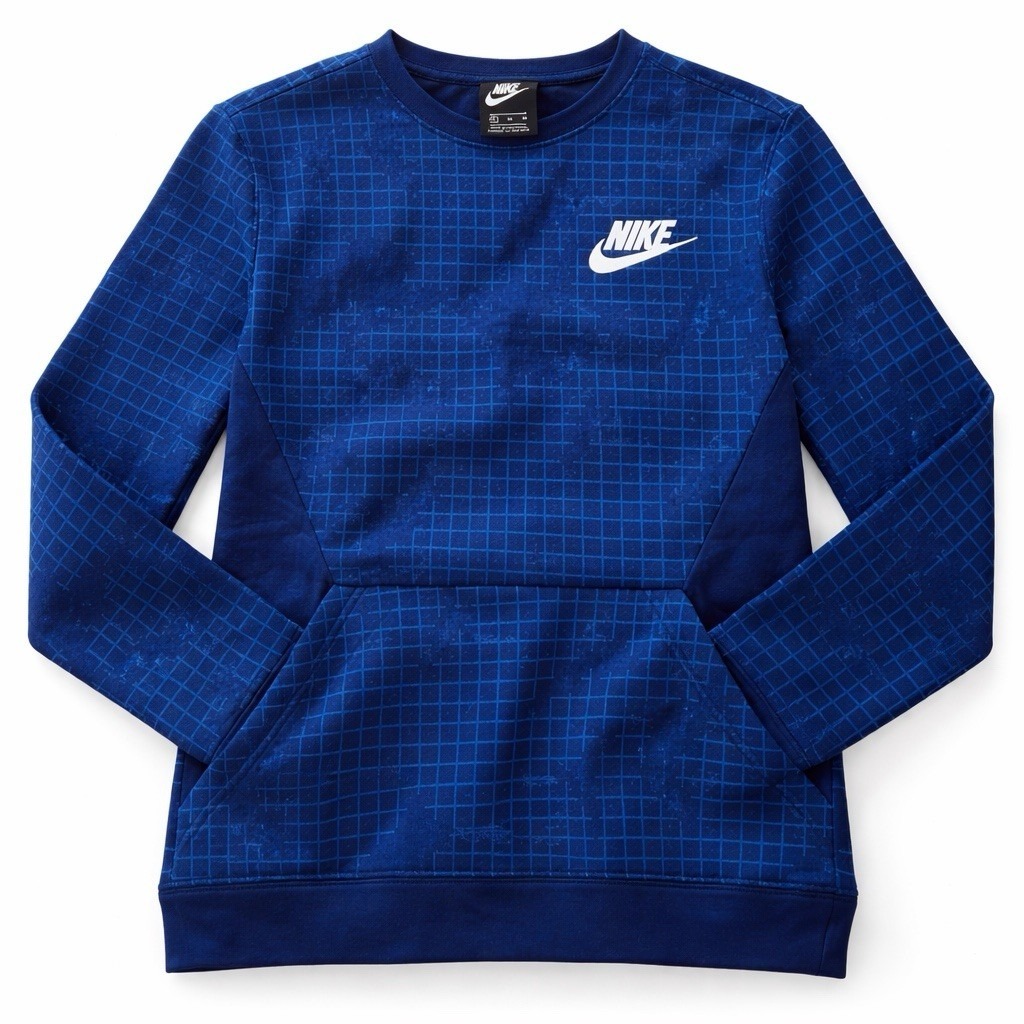 Nike Women's Sweatshirt Xl Blue Grid Logo Crewneck Pullover Euc